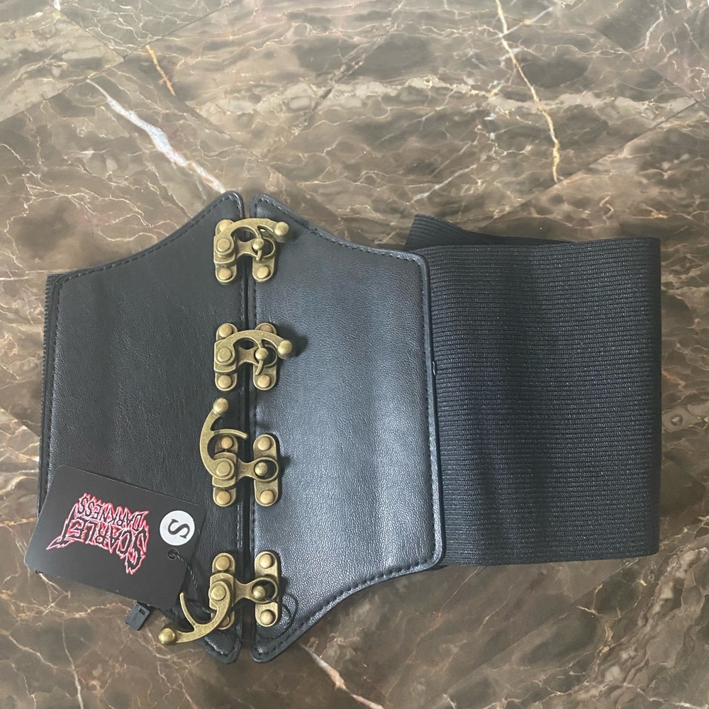 Scarlett Darkness steampunk black waist cinching corset belt